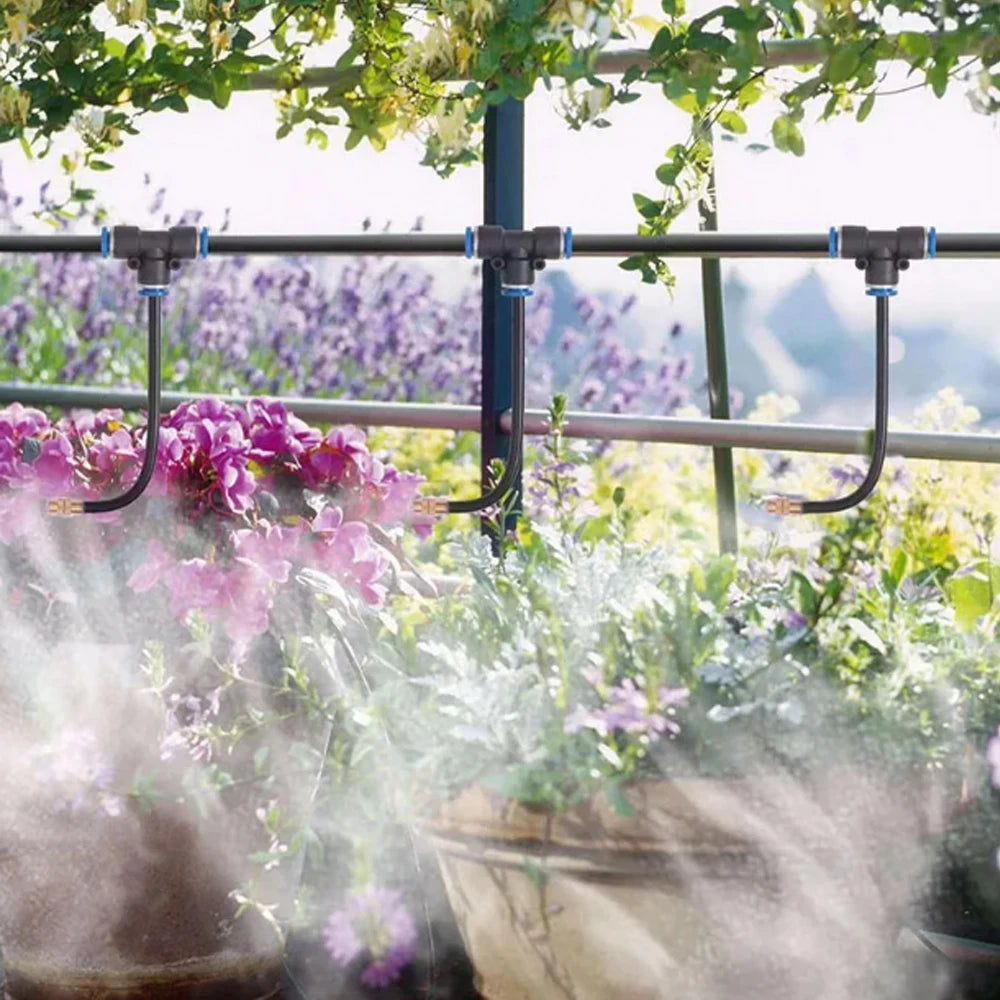 20/30/50cm 360° Free-bend Misting Nozzle Adjustable Brass Atomization Sprayer Garden Irrigation Watering for 6/8/10/12mm PE Hose