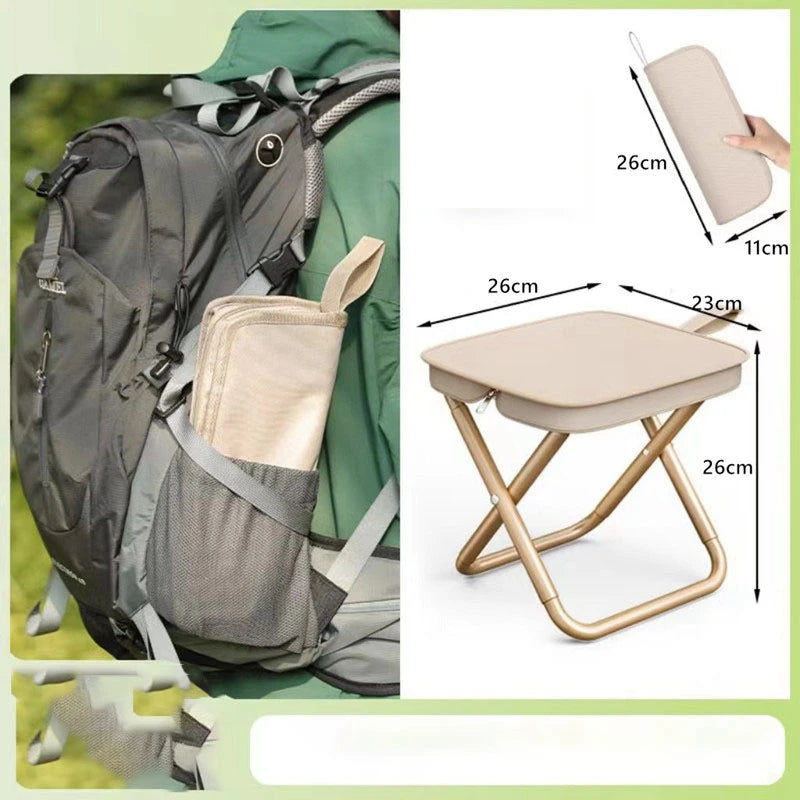 1pc Portable Folding Iron Alloy Stool, Square Outdoor Picnic, Camping, Fishing Chair, Durable, Heavy-Duty 264.55 lbs Capacity,