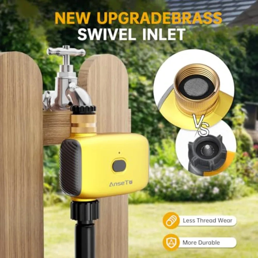 WiFi Water Timer for Garden Outdoor Irrigation System with Brass Inlet 1 Outlet WiFi Hose Timer in Chrome Color App Remote Cont