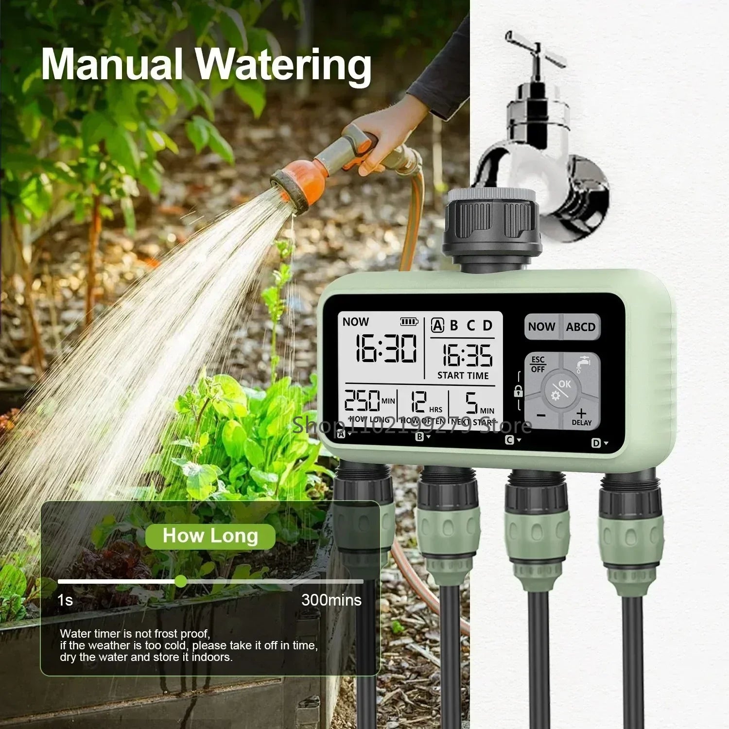 4-Outlet Water Timers Multifunctional Sprinklers Multi Caliber Adaptation Convenient Installation Youngs Garden Tools