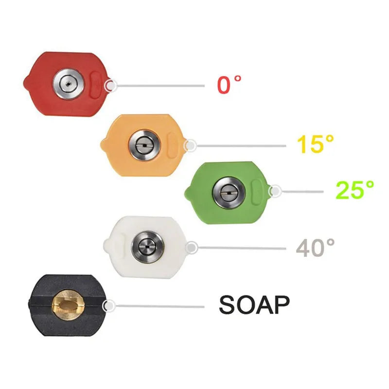 5pcs/Set  Quick Connector Car Washing Nozzles Metal Jet Lance Nozzle High Pressure Washer Spray Nozzle