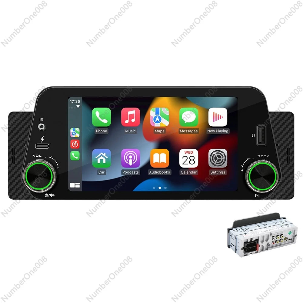 5 Inch 1 DIN Car MP5 Player, Wireless CarPlay Android Auto, Bluetooth 5.1 FM Radio, Touchscreen with Reversing Assist, 60W×4