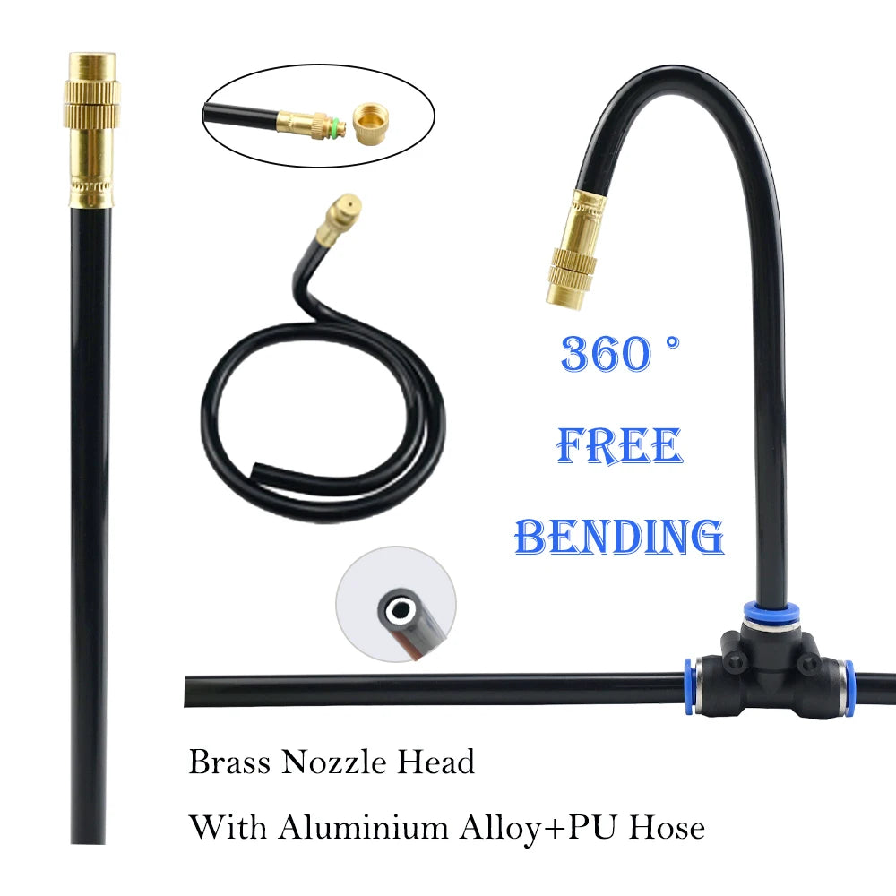 20/30/50cm 360° Free-bend Misting Nozzle Adjustable Brass Atomization Sprayer Garden Irrigation Watering for 6/8/10/12mm PE Hose