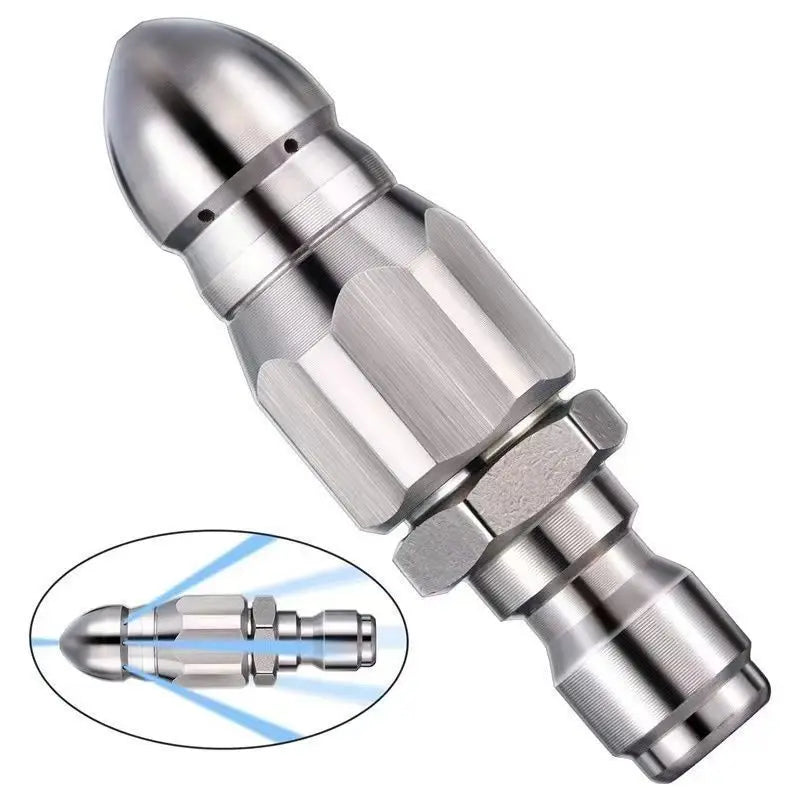 1/4" Stainless Steel Pressure Washer Nozzle Water Jet Sewer Drain Cleaning Quick Connect Plug Hose Accessory Tool