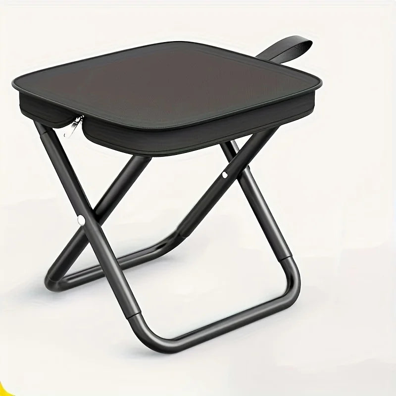 1pc Portable Folding Iron Alloy Stool, Square Outdoor Picnic, Camping, Fishing Chair, Durable, Heavy-Duty 264.55 lbs Capacity,