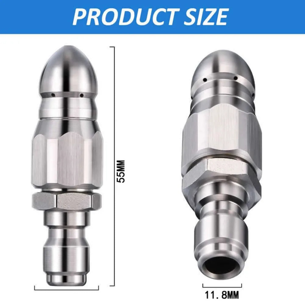 1/4" Stainless Steel Pressure Washer Nozzle Water Jet Sewer Drain Cleaning Quick Connect Plug Hose Accessory Tool