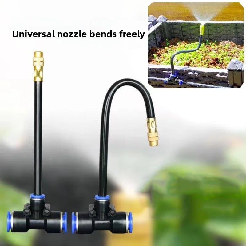 5Pcs Free Bending Yellow Copper Mist Nozzle 20mm Straight Push Lock Joint Garden Watering Humidification Sprayer