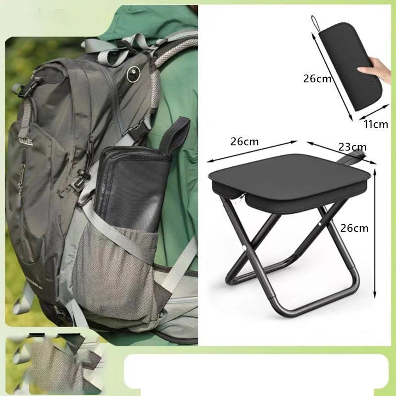 1pc Portable Folding Iron Alloy Stool, Square Outdoor Picnic, Camping, Fishing Chair, Durable, Heavy-Duty 264.55 lbs Capacity,