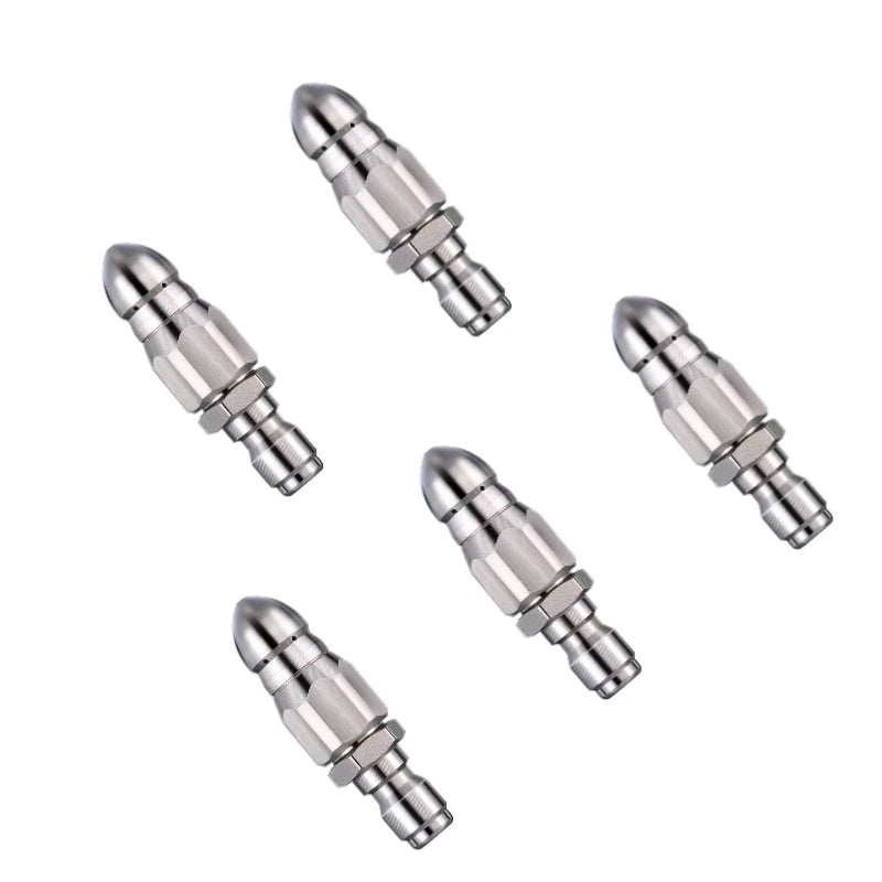 1/4" Stainless Steel Pressure Washer Nozzle Water Jet Sewer Drain Cleaning Quick Connect Plug Hose Accessory Tool